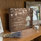 Rustikales Gipskraut String Lights Brautparty Gästebuch