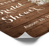 Rustikales Gipskraut String Lights Brautparty Poster (Ecke)