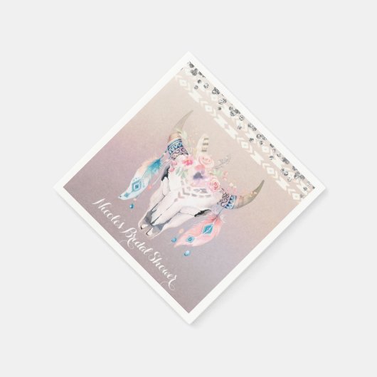 Rustikales Glam Boho Floral Cow Skull Chic Party Serviette (Ecke)