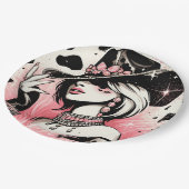 Rustikales Glam Cowgirl Pink Sparkle Cowhide Gebur Pappteller (Schrägansicht)