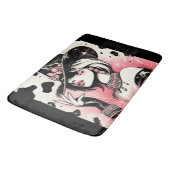 Rustikales Glam Cowgirl Pink Sparkle Cowhide Print Badematte (Schrägansicht)