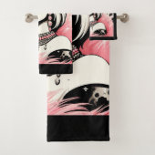 Rustikales Glam Cowgirl Pink Sparkle Cowhide Print Badhandtuch Set (Insitu)