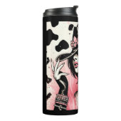 Rustikales Glam Cowgirl Pink Sparkle Cowhide Print Thermosbecher (Nach links gedreht)