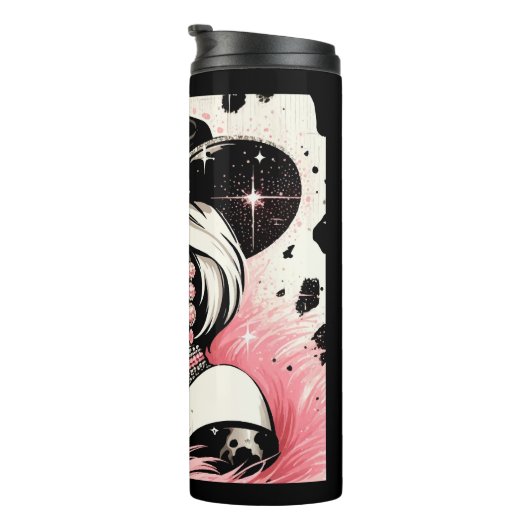 Rustikales Glam Cowgirl Pink Sparkle Cowhide Print Thermosbecher (Nach rechts gedreht)