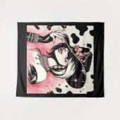 Rustikales Glam Cowgirl Pink Sparkle Cowhide Print Wandteppich (Vorderseite (Horizontal))