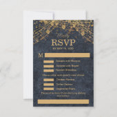 Rustikales Glam Navy Blue Gold Wedding Menu UAWG RSVP Karte (Vorderseite)