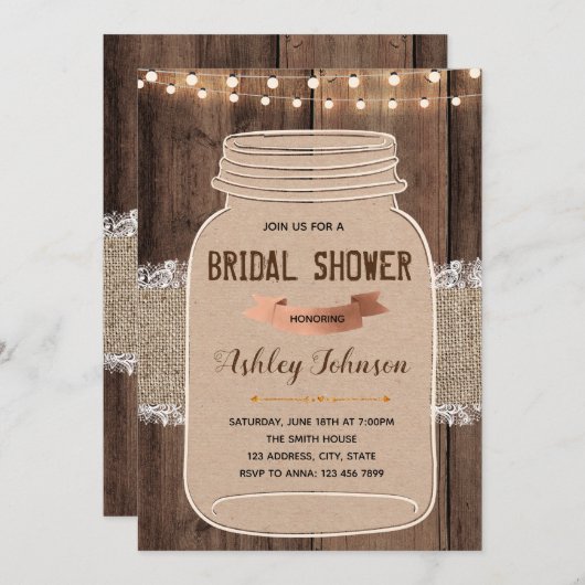 Rustikales Glas-Glas-Party Einladung (Vorne/Hinten)