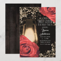 Rustikales glattes Laterne & Rote Rosen Sweet 16