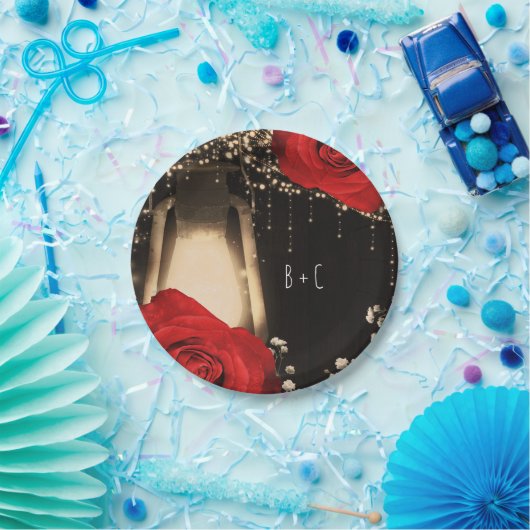 Rustikales glattes Laternenglühen Rote Rosen aus B Pappteller (Party)