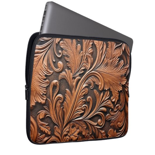 Rustikales Glattleder Laptopschutzhülle (Vorne Rechts)