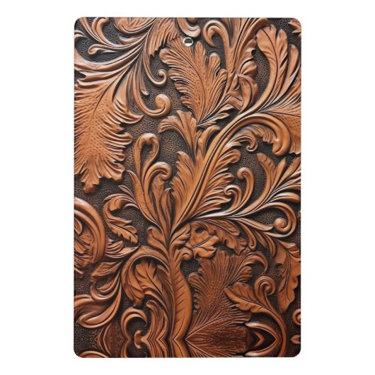 Rustikales Glattleder Mini Klemmbrett (Rückseite)