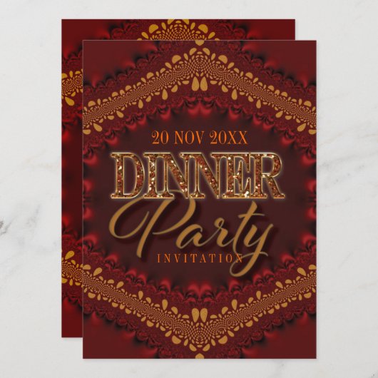 Rustikales Glitzer Dinner Party Einladungen (Vorne/Hinten)