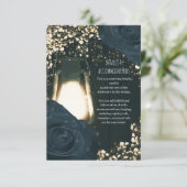 Rustikales Glow Lantern Blau Schwarze Rose Hochzei Begleitkarte (Stehend Vorderseite)