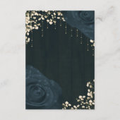 Rustikales Glow Lantern Blau Schwarze Rose Hochzei Begleitkarte (Rückseite)