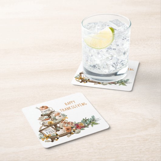 Rustikales Glück dank Erntepumpen Herbst Rechteckiger Pappuntersetzer (Vor Ort)