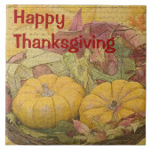 Rustikales Glück Erntedankfest Herbst Blätter Gour Fliese (Vorderseite)