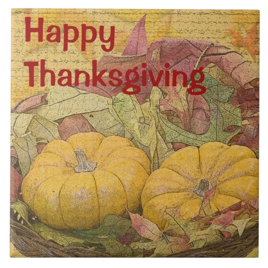 Rustikales Glück Erntedankfest Herbst Blätter Gour Fliese (Vorderseite)