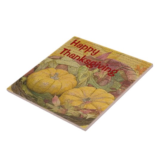 Rustikales Glück Erntedankfest Herbst Blätter Gour Fliese (Seite)