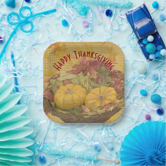 Rustikales Glück Erntedankfest Herbst Blätter Gour Pappteller (Party)