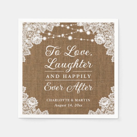 Rustikales Glück je nach Hochzeit von Napkins Serviette (Vorderseite)