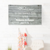 Rustikales Glück nach jeder Landhochzeit Willkomme Banner (Insitu)