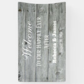 Rustikales Glück nach jeder Landhochzeit Willkomme Banner (Vertikal)