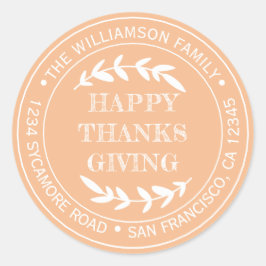 Rustikales Glück Thanksgiving Rücksendeadresse Ora Runder Aufkleber