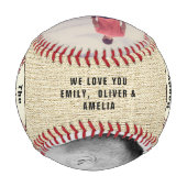 Rustikales Glück Vatertag 2 FotoCollage Baseball (Rückseite)