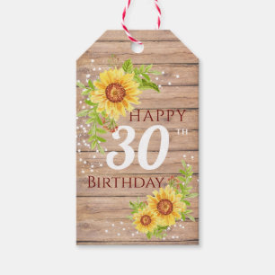 Rustikales Glückliches 30. Geburtstags-Blumen-Sonn Geschenkanhänger