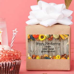 Rustikales glückliches Erntedankfest Business Mark Rechteckiger Aufkleber