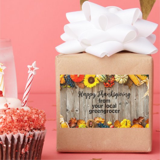 Rustikales glückliches Erntedankfest Business Mark Rechteckiger Aufkleber (Party)