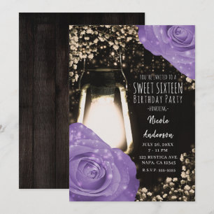 Rustikales Glühen Laterne Lavendel Lila Rose Sweet Einladung