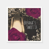 Rustikales Glühen Laterne Magenta Berry Rose Hochz Serviette (Vorderseite)