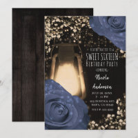 Rustikales Glühen Laterne & Steele Blau Rose Sweet