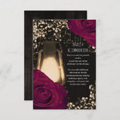 Rustikales Glühen Laternenmagenta Rose Hochzeitsde Begleitkarte (Vorne/Hinten)