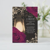 Rustikales Glühen Laternenmagenta Rose Hochzeitsde Begleitkarte (Stehend Vorderseite)