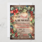 Rustikales Glühlicht Ivy Heiligabend Party Einladung (Vorderseite)