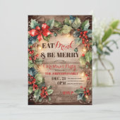 Rustikales Glühlicht Ivy Heiligabend Party Einladung (Stehend Vorderseite)