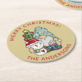 Rustikales Gnome Snowman Weihnachten Runder Pappuntersetzer (Angewinkelt)