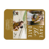 Rustikales Gold 2 Fotos Save the Date Hochzeit Magnet (Horizontal)