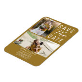 Rustikales Gold 2 Fotos Save the Date Hochzeit Magnet (Linke Seite)