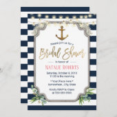 Rustikales Gold Anker Nautisches Brautparty Einladung (Vorne/Hinten)