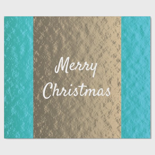 Rustikales Gold Aquamarin Blauer Elegant Frohe Wei Geschenkpapier (Flach)