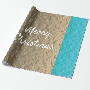 Rustikales Gold Aquamarin Blauer Elegant Frohe Wei Geschenkpapier