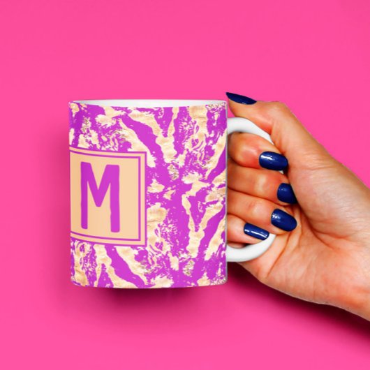 Rustikales Gold auf lila Marmor Chic Custom Monogr Kaffeetasse