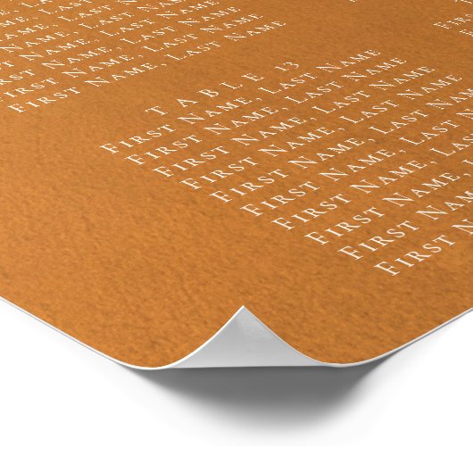 Rustikales Gold Boho Hochzeit 16 Tabelle Seating C Poster (Ecke)