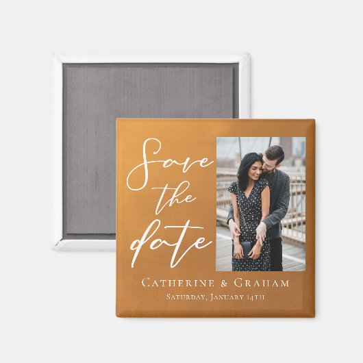 Rustikales Gold Couple Foto fällt Save the Date Magnet (Vorderseite/Rückseite)