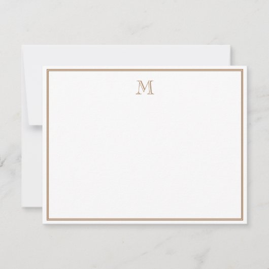Rustikales Gold-Doppelrand-Vintage-Monogramm Mitteilungskarte (Vorderseite)