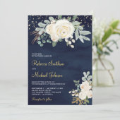 Rustikales Gold Elfenbeinblume Alles in einer Mari Einladung (Stehend Vorderseite)