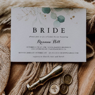 Rustikales Gold-Floral-Kalligrafie Bridge-Brautpar Einladung